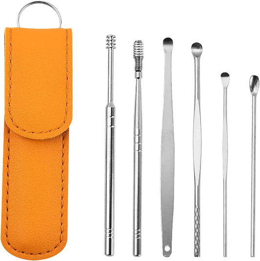 Ear Wax Removal Kit – 6-in-1 Set with Stainless Steel Tools and Portable Case