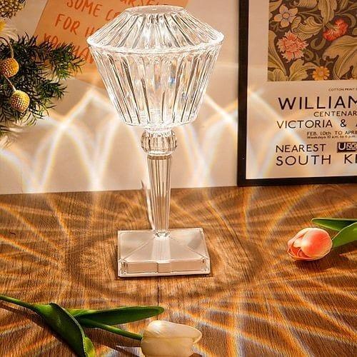 Dazzling Rose Diamond Crystal Table Lamp - Touch Sensor, USB Rechargeable, Color-Changing LED, Romantic Atmosphere, Bedroom and Living Room Decor, Elegant Gift Option - Night light crystal lamp